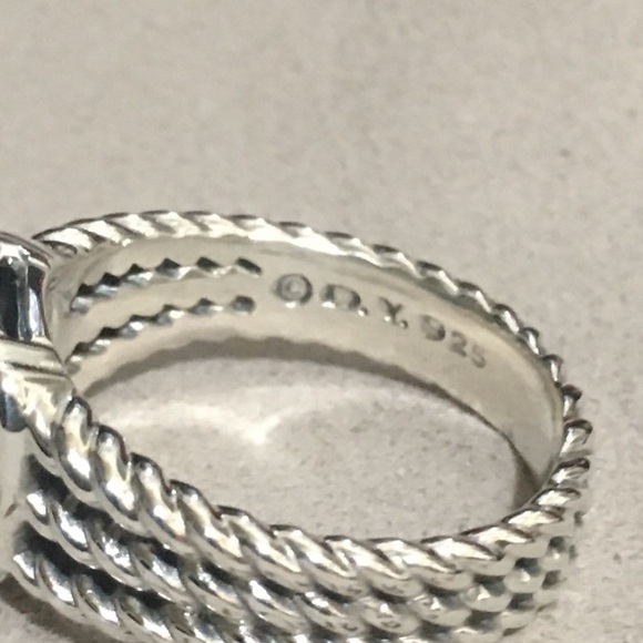 David Yurman Petite Wheaton 8x10mm Turquoise Sterling Silver  & Diamonds Size 6 - Picture 6 of 7